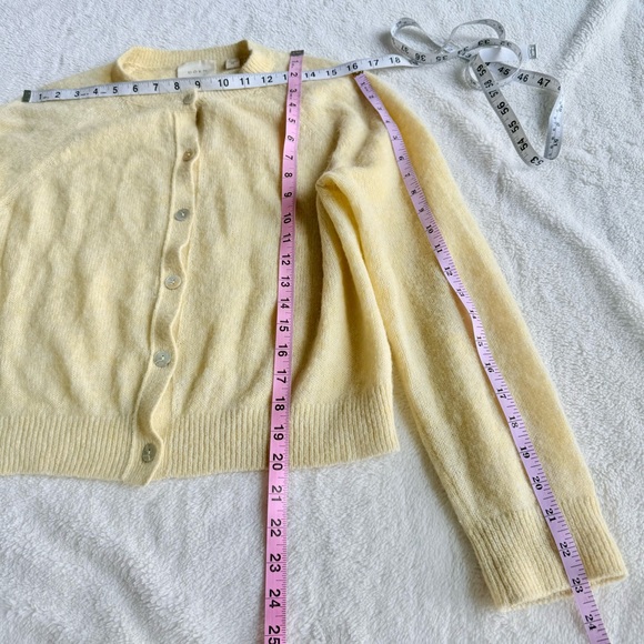 Doen Petra Alpaca Blend Dandelion Yellow Button Long Sleeve Cardigan M - Picture 5 of 12